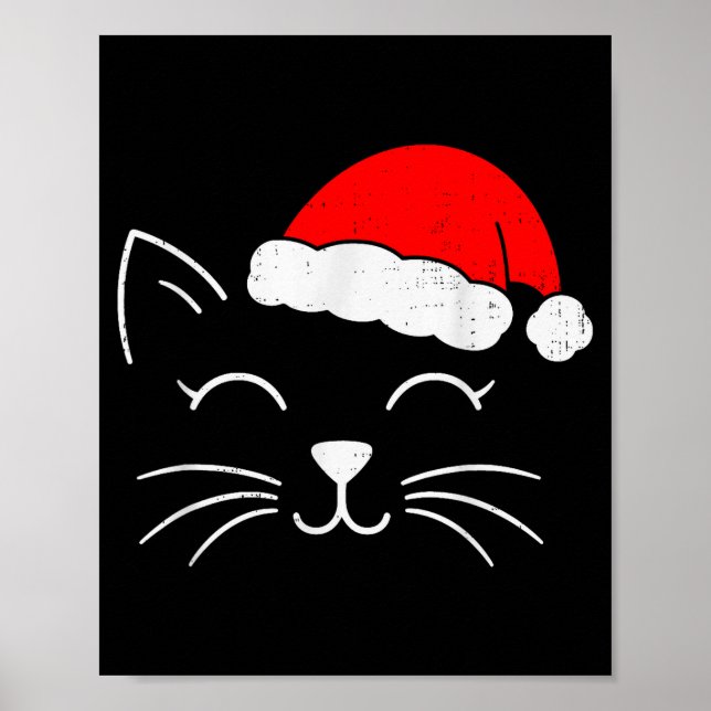 Cute Santa Cat Face Christmas Meow Kitty Pet Cat L Poster (Front)