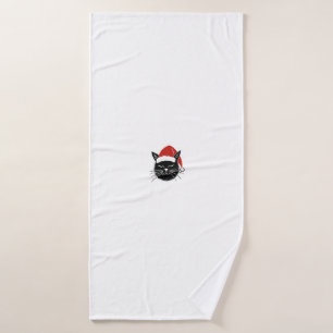 Cute Santa Cat Lover Christmas Men Women Kids T-Sh Bath Towel