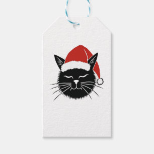 Cute Santa Cat Lover Christmas Men Women Kids T-Sh Gift Tags