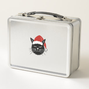 Cute Santa Cat Lover Christmas Men Women Kids T-Sh Metal Lunch Box
