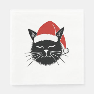 Cute Santa Cat Lover Christmas Men Women Kids T-Sh Napkin