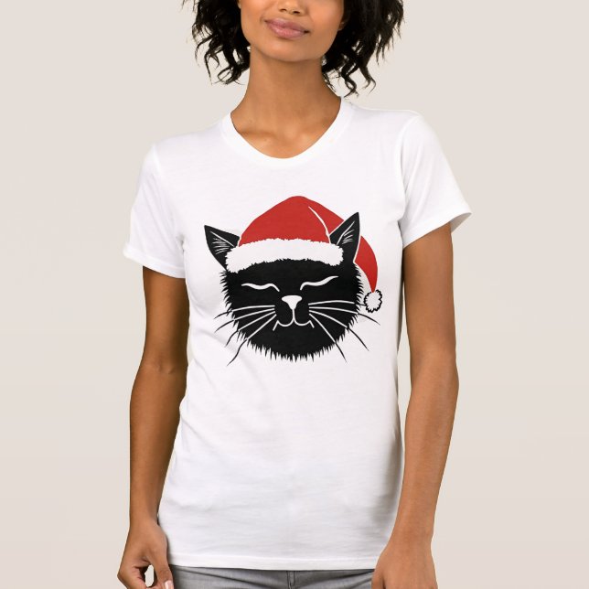 Cute Santa Cat Lover Christmas Men Women Kids T-Sh T-Shirt (Front)
