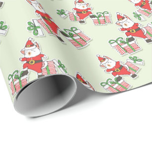 Cute Santa Cat Theme Christmas Gift Wrapping Paper