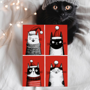 Cute Santa Cats Funny Cat Lover Meowy Christmas  Postcard