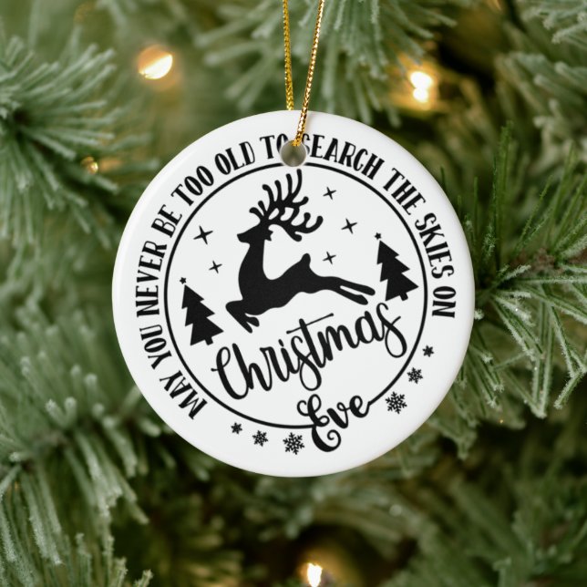 Cute Santa Christmas Eve Christmas Ceramic Ornament (Tree)