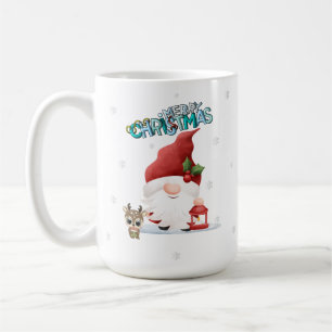 Cute Santa Christmas Gnome with Reindeer  Coffee Mug