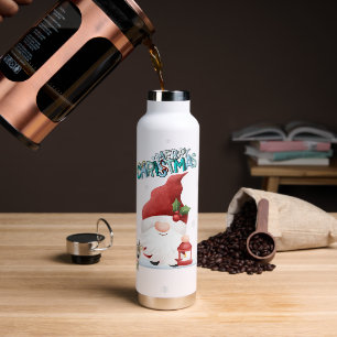 Cute Santa Christmas Gnome with Reindeer Water Bottle