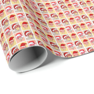 Cute Santa Christmas Mushrooms Wrapping Paper