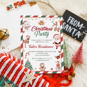 Cute Santa Christmas Party  Invitation