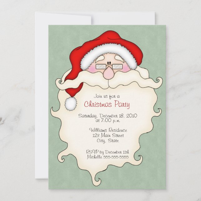 Cute Santa Christmas Party Invitations (Front)