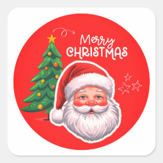 Cute Santa & Christmas Tree Sticker 