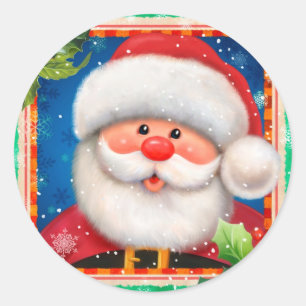 Cute Santa Claud face Classic Round Sticker