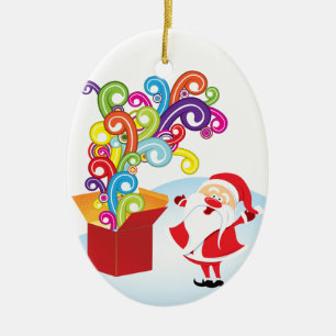Cute Santa Claus And Gift Box Christmas ornament