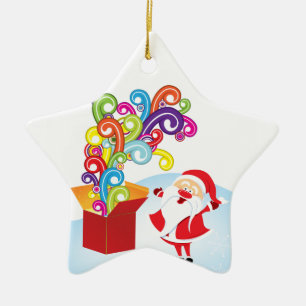 Cute Santa Claus And Gift Box Christmas ornament