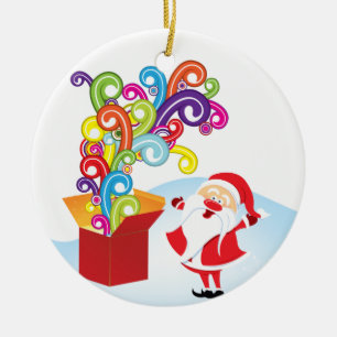 Cute Santa Claus And Gift Box Christmas ornament