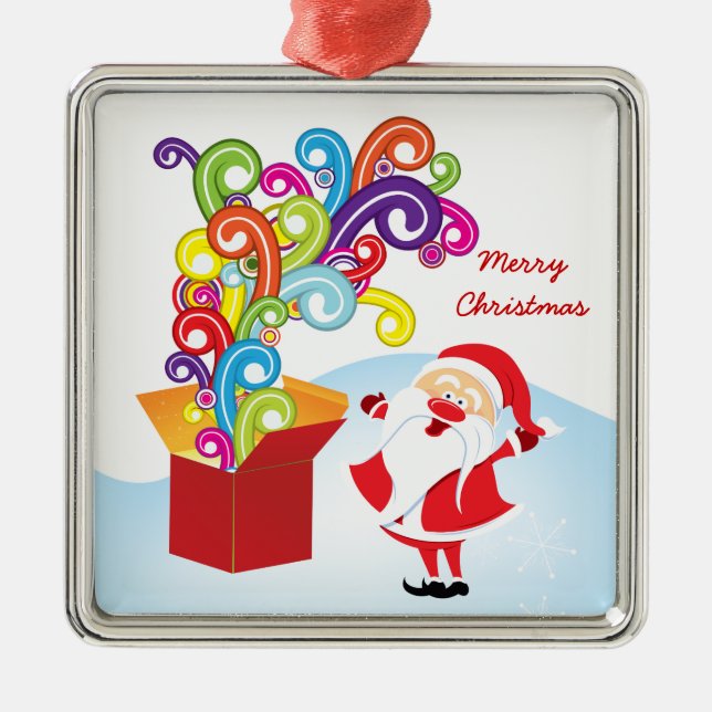 Cute Santa Claus And Gift Box Christmas ornament (Front)