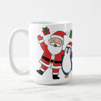 Cute Santa Claus and Penguin Christmas Coffee Mug