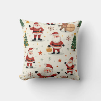 Cute Santa Claus and Rudolph decorated the Christm Cushion