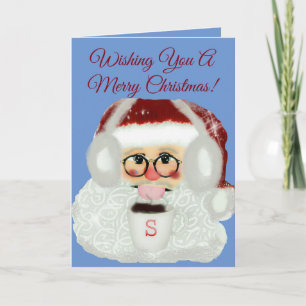 Cute Santa Claus Art Merry Christmas Holiday Card