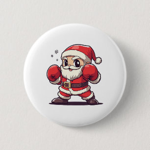 Cute Santa Claus Boxing - Holiday-themed Christmas 6 Cm Round Badge