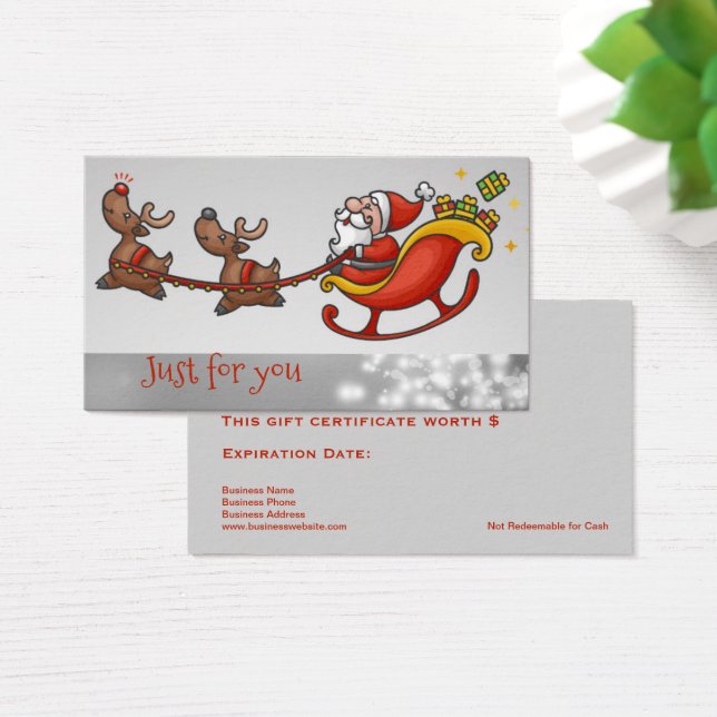 Cute Santa Claus Business Gift Card Certificates (Desk)