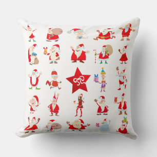 Cute Santa Claus Cartoon Collage Christmas Cushion