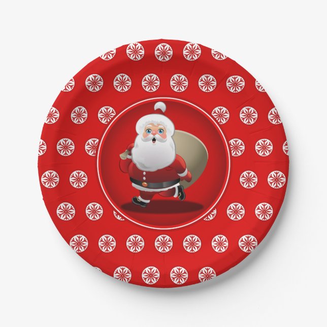 Cute Santa Claus Cartoon Paper Plate (Front)