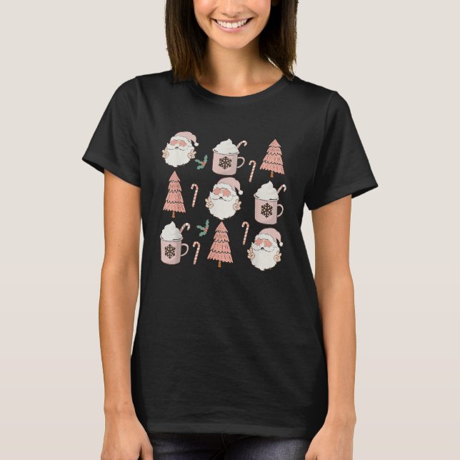 Cute Santa Claus Christmas Candy Cane  Family T-Shirt (Front)