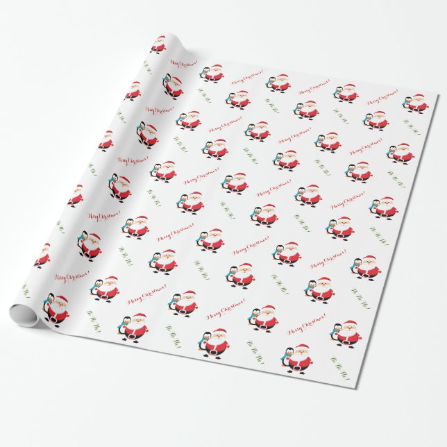 Cute Santa Claus Christmas custom holiday Wrapping Paper (Unrolled)