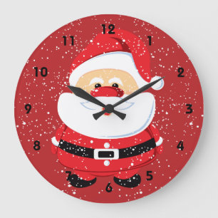 Cute Santa Claus Christmas custom Large Clock