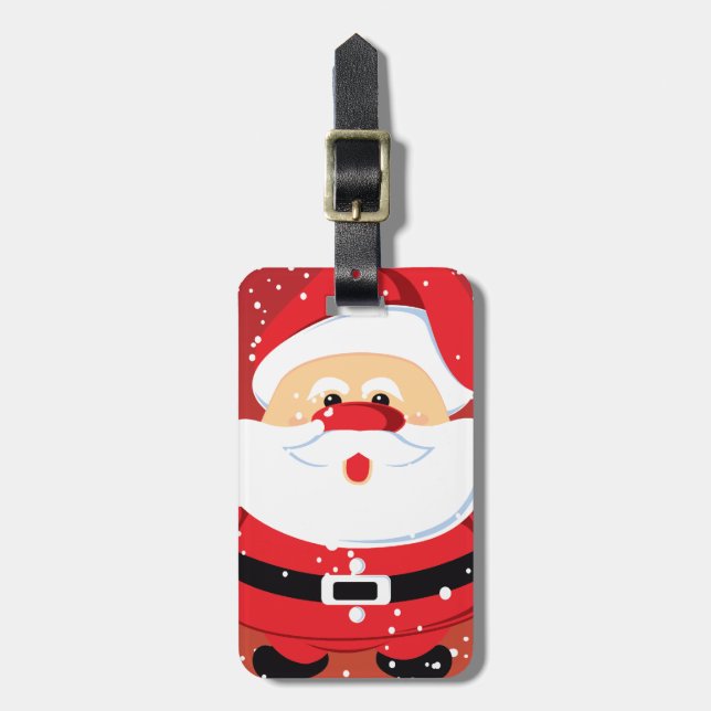 Cute Santa Claus Christmas custom Luggage Tag (Front Vertical)