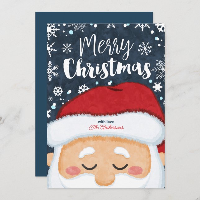 Cute Santa Claus Christmas Greeting Card (Front/Back)