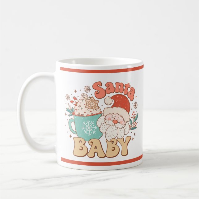 Cute Santa Claus Christmas Holiday Coffee Mug (Left)