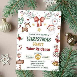 Cute Santa Claus Christmas Party  Invitation