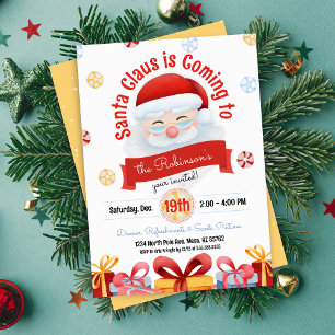 Cute Santa Claus Christmas Party Invitation