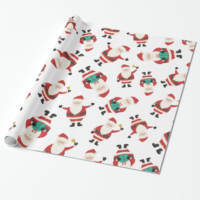 Cute Santa Claus Christmas Pattern Wrapping Paper (Unrolled)