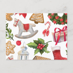 Cute Santa Claus Christmas Sweets Personalised     Holiday Postcard