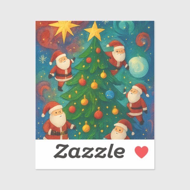 Cute Santa Claus Christmas Tree Illustration (Sheet)