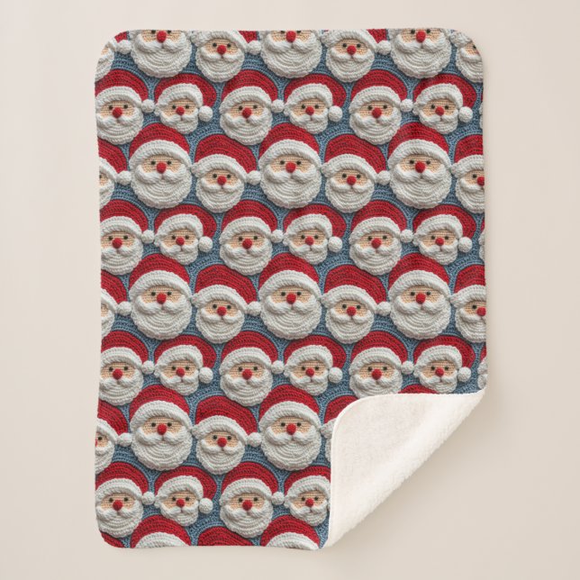 Cute Santa Claus Crochet Pattern  Sherpa Blanket (Front)