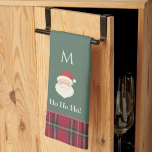 Cute Santa Claus Custom Monogram Christmas Tea Towel