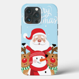 Cute Santa Claus, deer and snowman iPhone 13 Pro Case