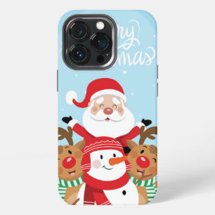 Cute Santa Claus, deer and snowman iPhone 13 Pro Case