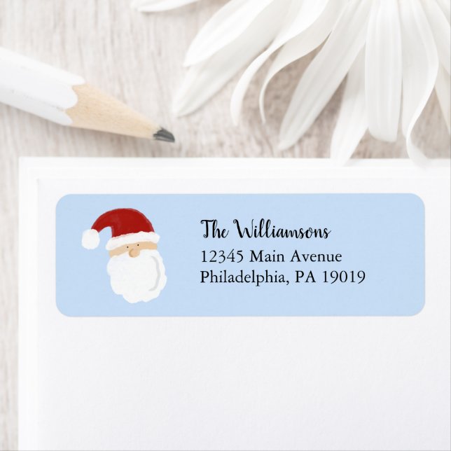 Cute Santa Claus Face Christmas Return Address Label (Insitu)