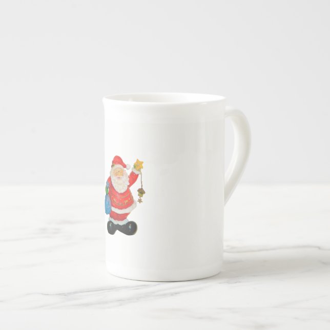 Cute Santa Claus Father Christmas Kris Kringle Bone China Mug (Front Right)