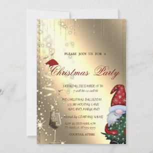 Cute Santa Claus,Glass,Corporate Christmas Party Invitation