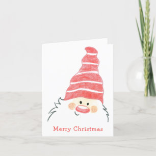 Cute Santa Claus Gnome Christmas Holiday Card
