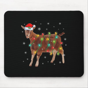 Cute Santa Claus Goat Christmas Tree Lights Xmas F Mouse Pad