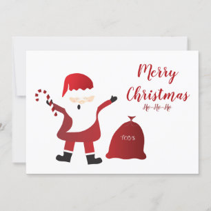Cute Santa Claus Holding Candy Cane Red Card