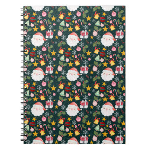 Cute Santa Claus Holiday Seamless Pattern Notebook