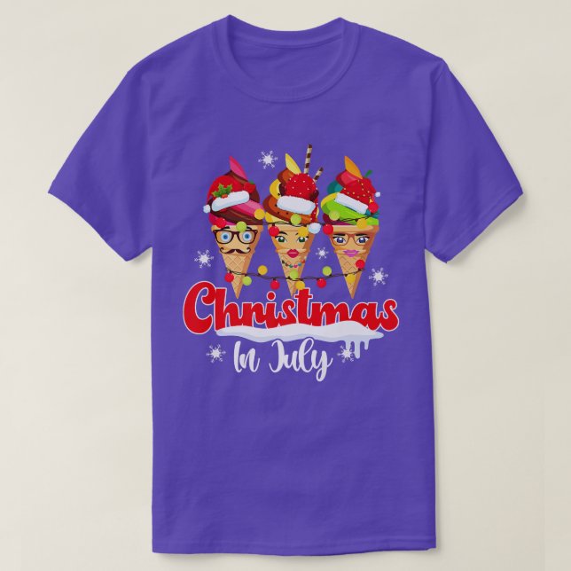 Cute Santa Claus Ice Cream Summer Vacation Christm T-Shirt (Design Front)